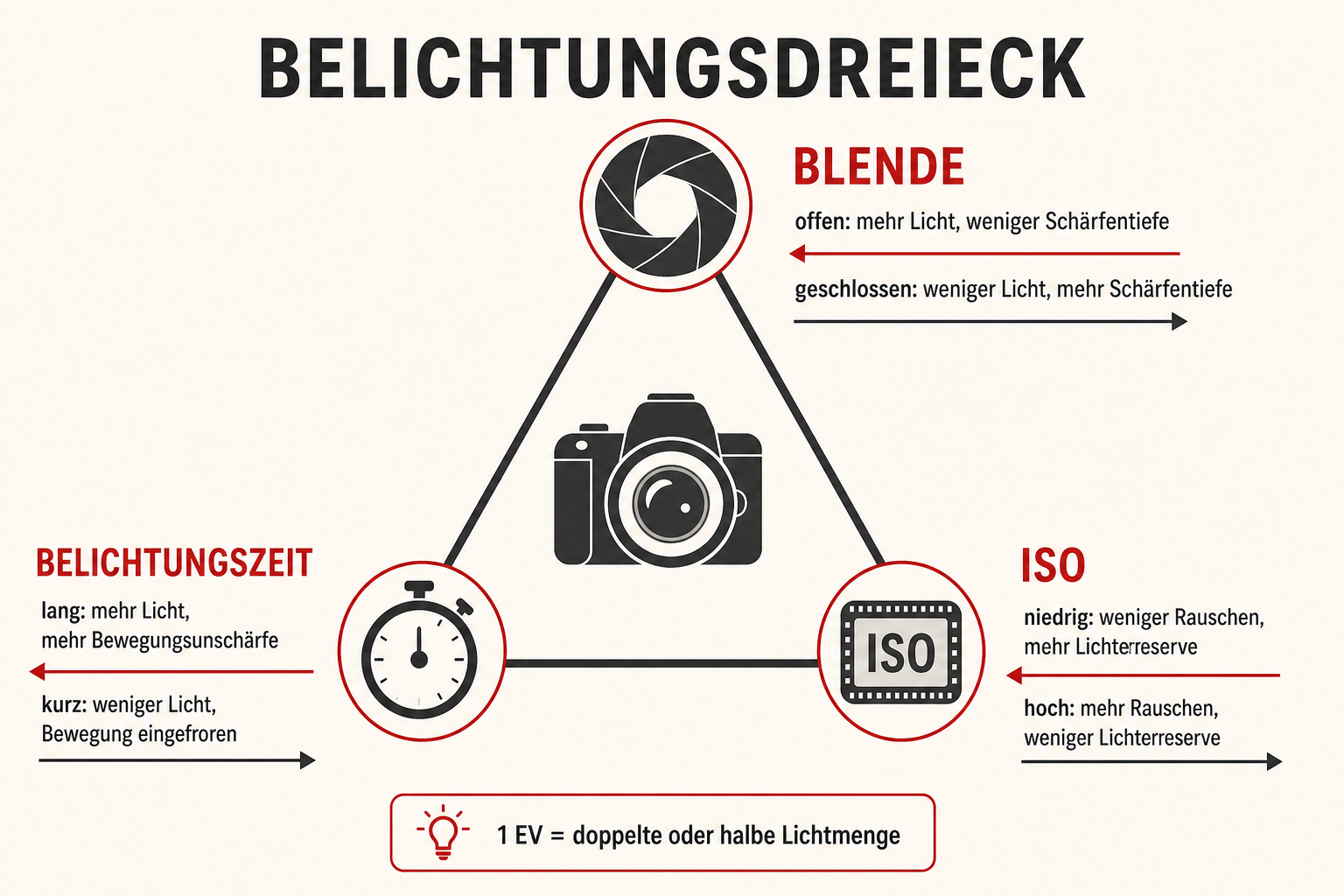 Belichtungsdreieck mit Blende, Belichtungszeit und ISO